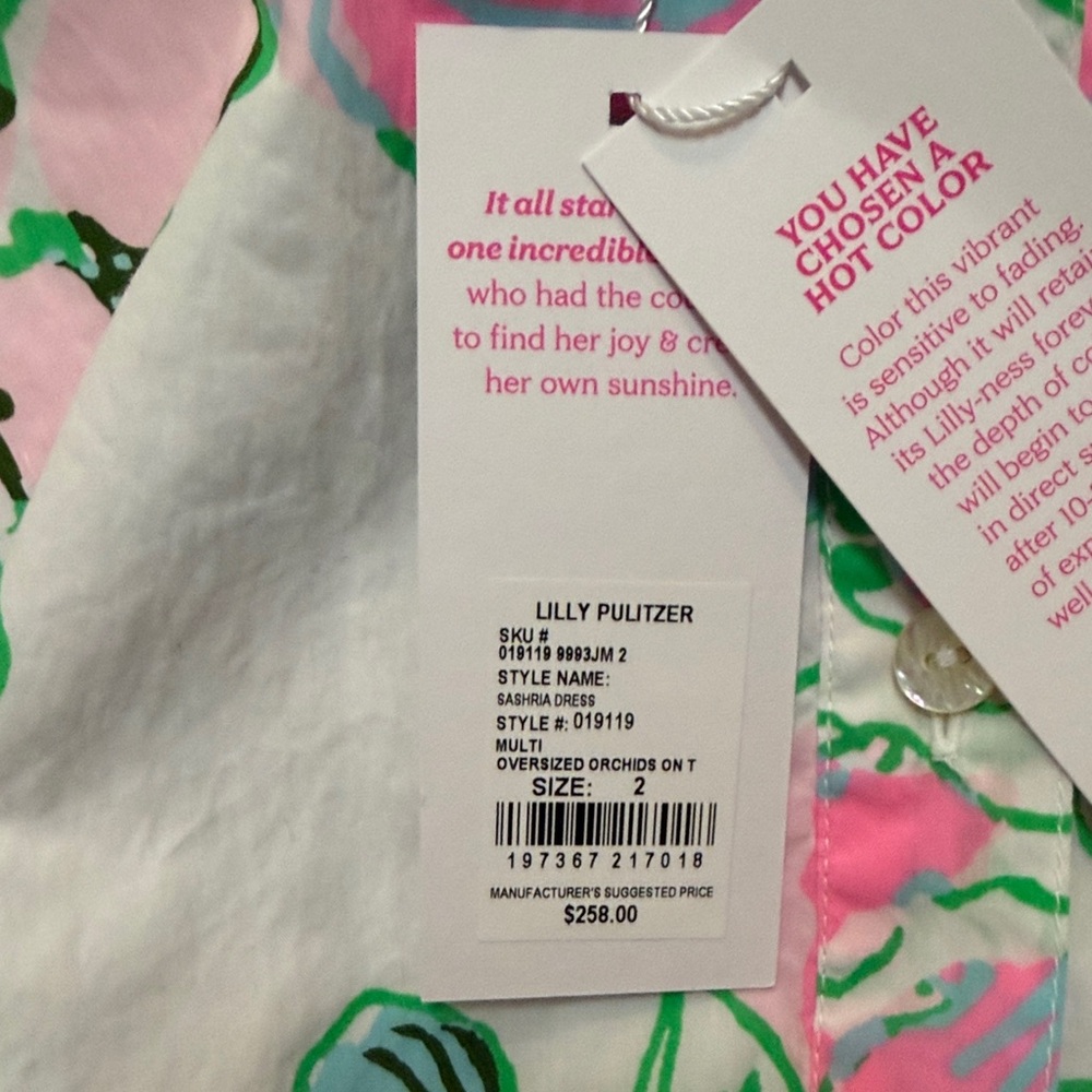Lilly Pulitzer Pink and Green Floral Shirt Dress - Picture 2 of 9